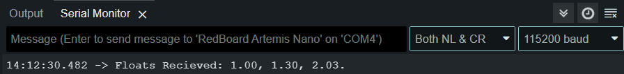 Output of Send Three Floats Command