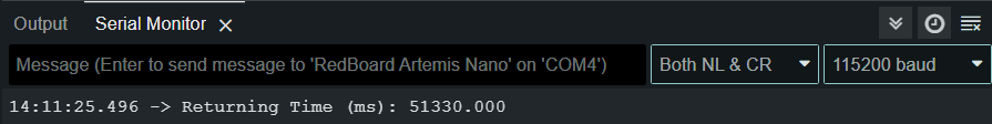 Output of the Get Time Millis Command
